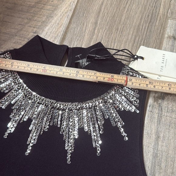 NWT TED BAKER London Embellished Sleeveless Knit Top Black Size 1 Stunning! - Picture 6 of 15